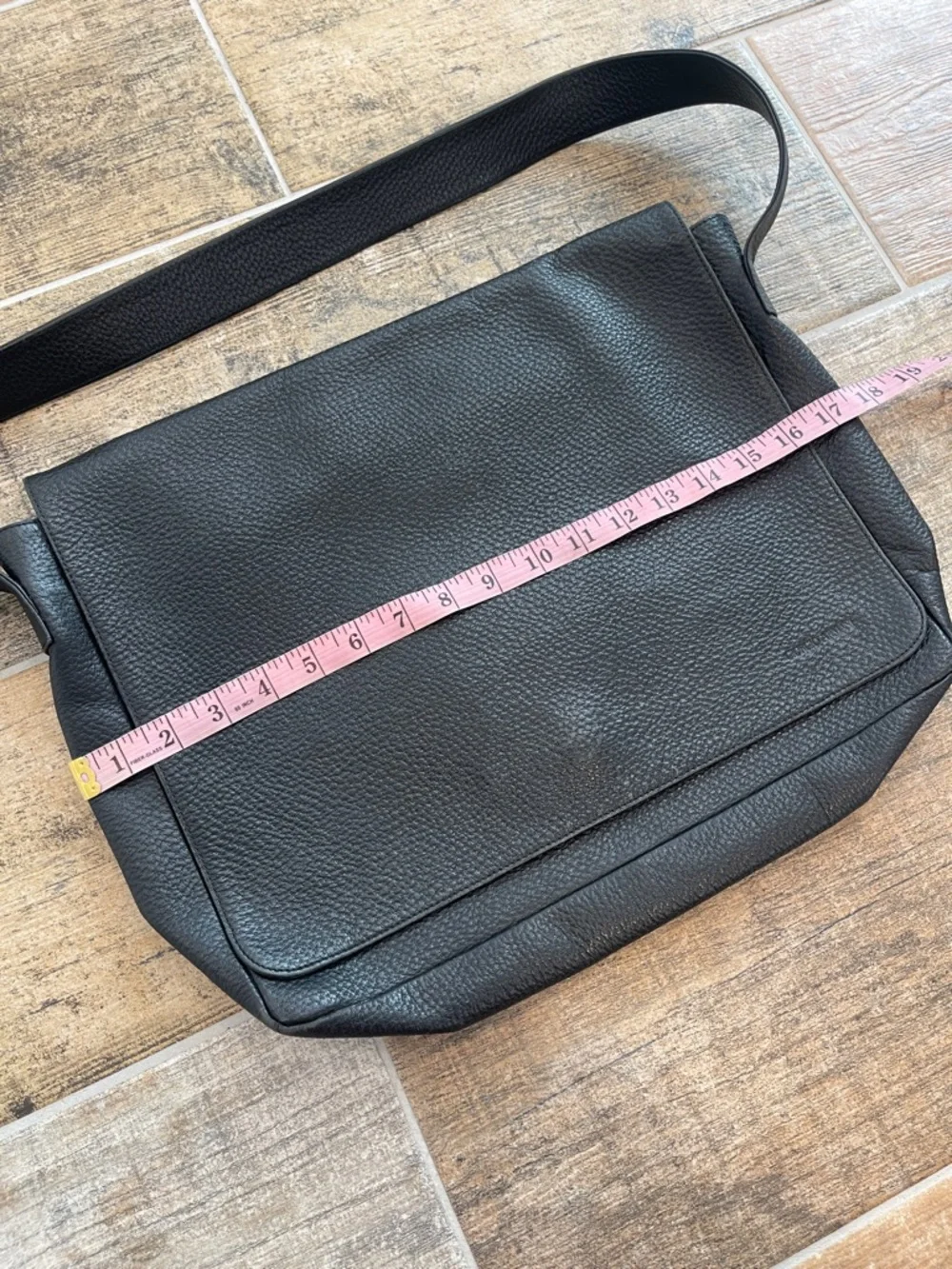 Giorgio Armani Le Collezioni Men's Black Pebbled Leather Messenger Bag